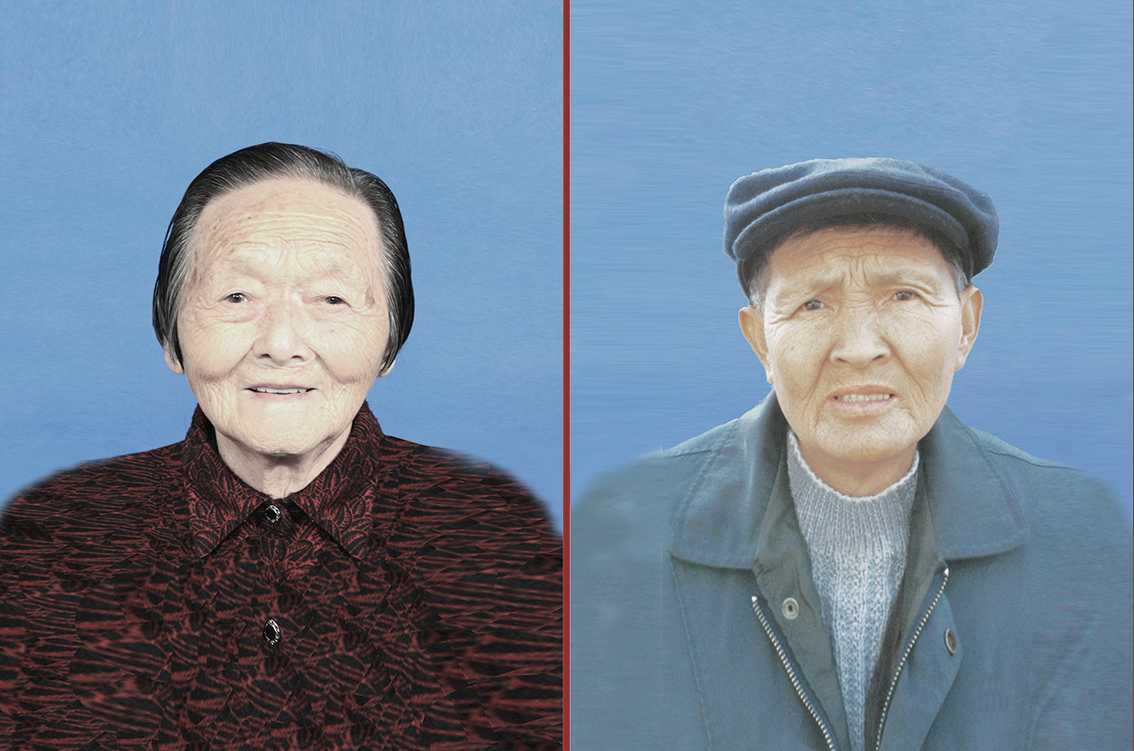 扬州市礼好一然绣院:吴元新父亲老照片、肖像稿与刺绣肖像对比